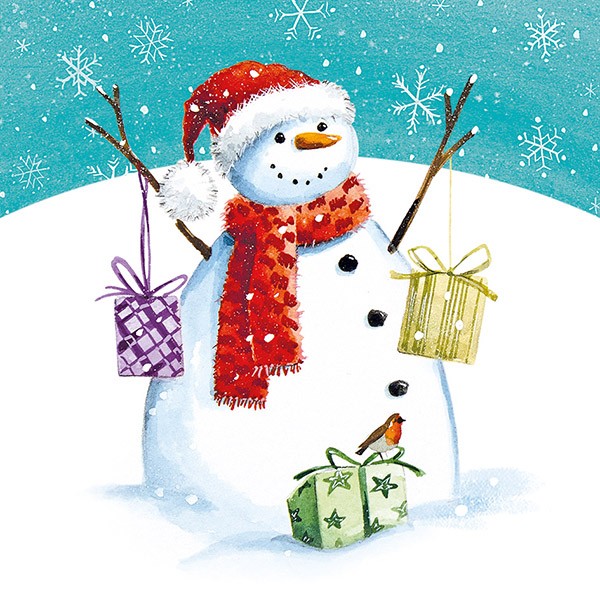 UCLH Charity Christmas card - Snowman and gifts